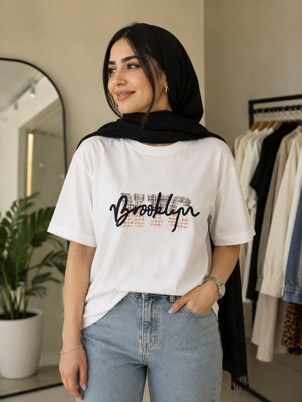 تیشرت دخترانه طرح Brooklyn
