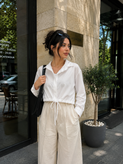 شومیز زنانه کراپ بنددار مدل کژوال