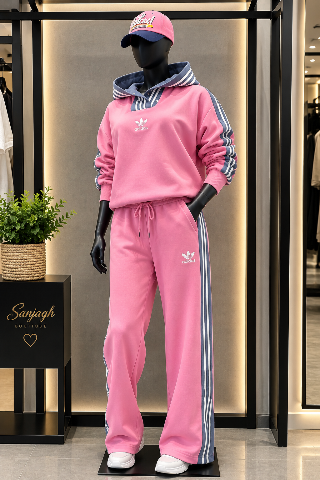 ست اسپرت زنانه صورتی آدیداس وارداتی سایز مناسب سایز ۴۰تا۴۴